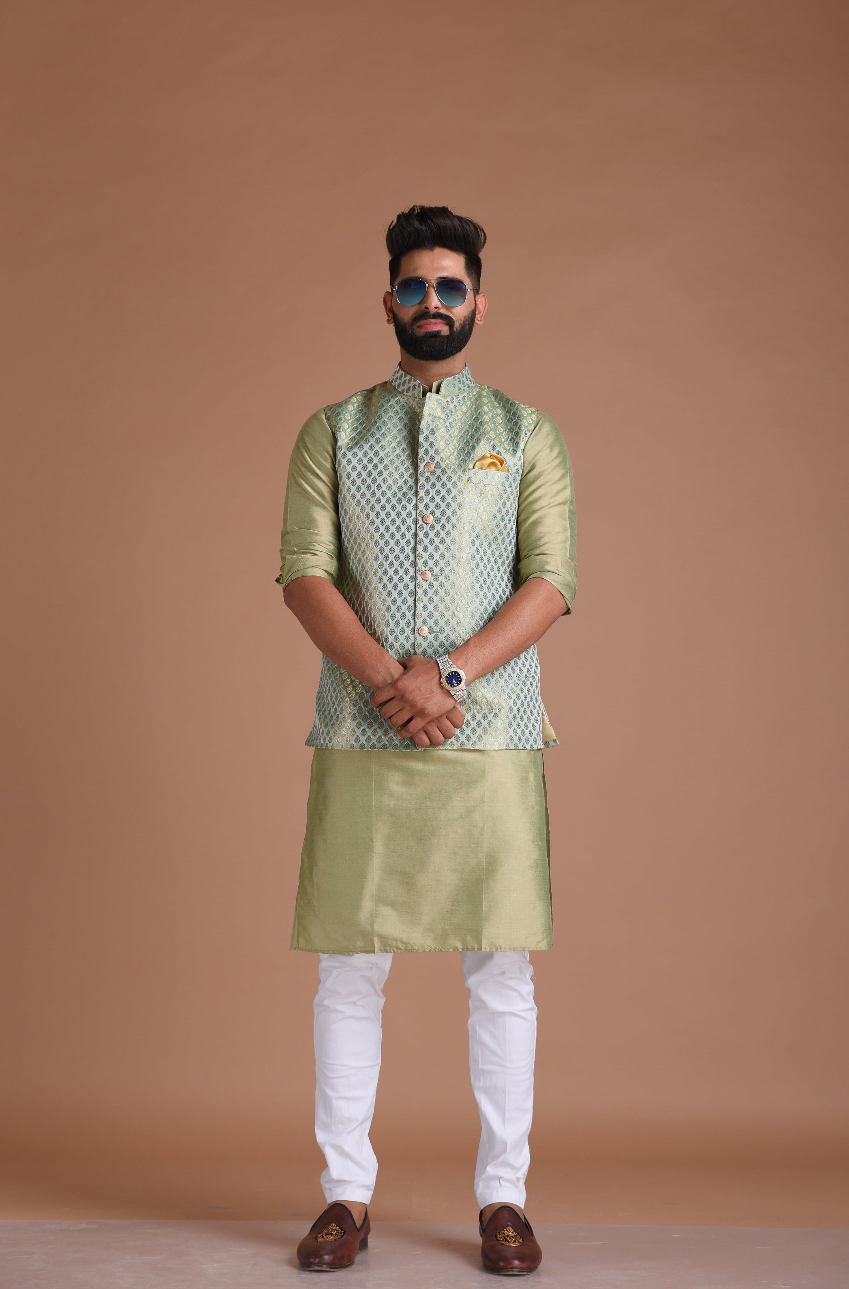 Buy Hangup Green Regular Fit Sleeveless Nehru Jacket for Men Online @ Tata  CLiQ