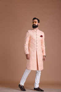 Handmade Traditional Chikankari Pink Sherwani Achkan | Formal Kurta Style wear | Perfect for Family Wedding functions Groom